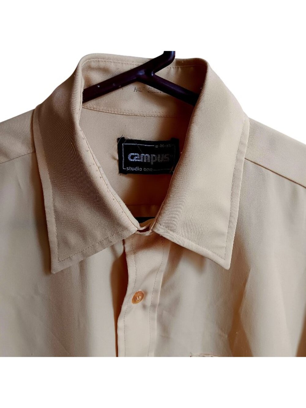 True Vintage Campus Medium Polo Shirt Studio One Mens Yellow Golfer Preppy 70s
